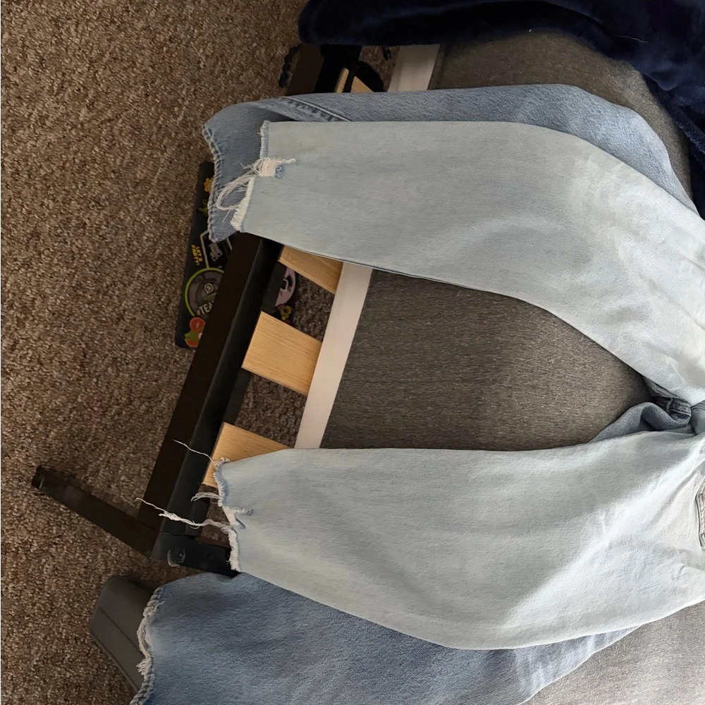 Aviator Nation Light Blue Denim Jeans with Tan Stitching - Picture 3 of 3